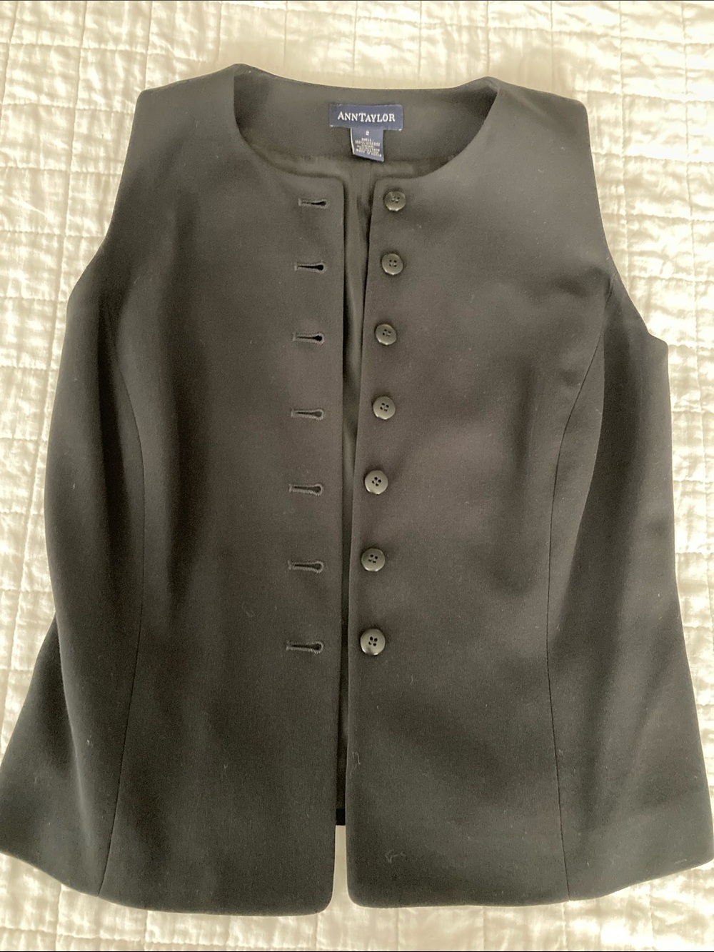 Ann Taylor Black Sleeveless Button Front Vest